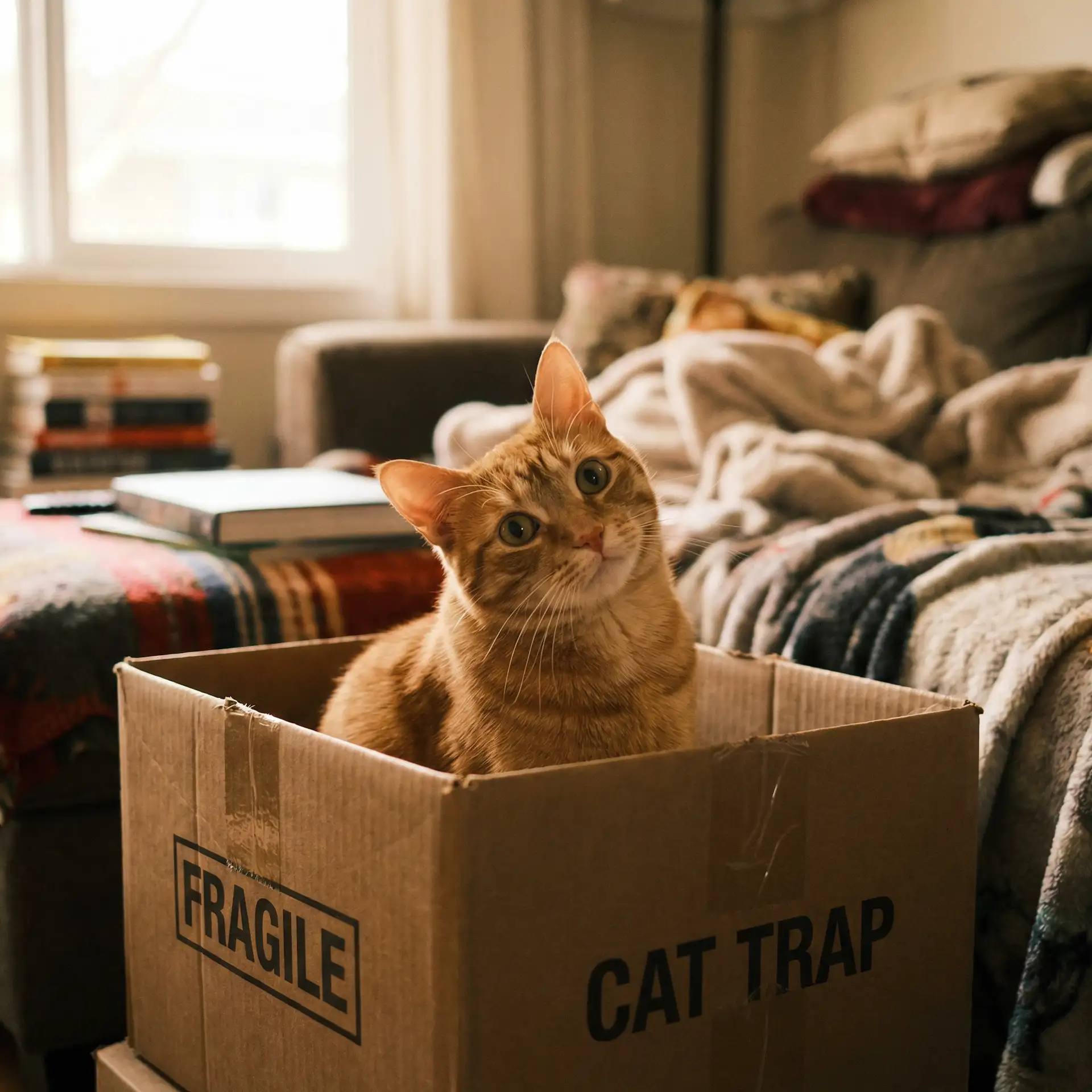 橘猫躲在纸箱里 - 小草影院免费版