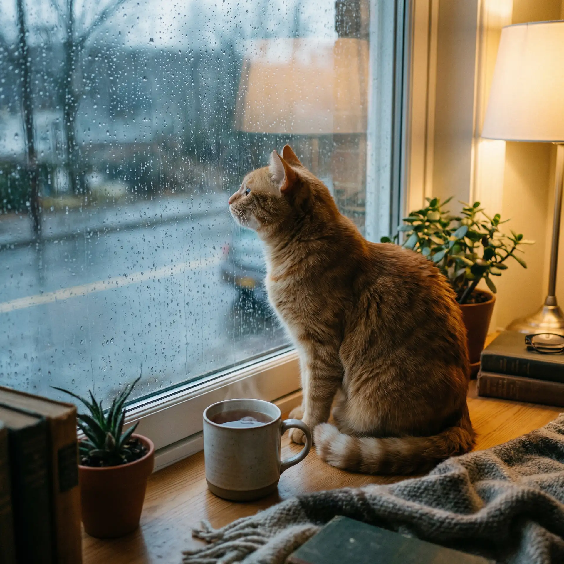 猫咪望着窗外的雨 - 小草影院免费版